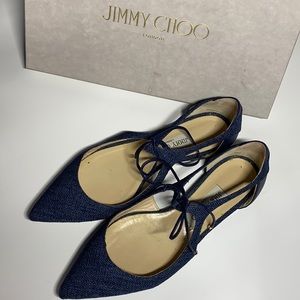 JIMMY CHOO | Vanessa Blue Tweed Flats